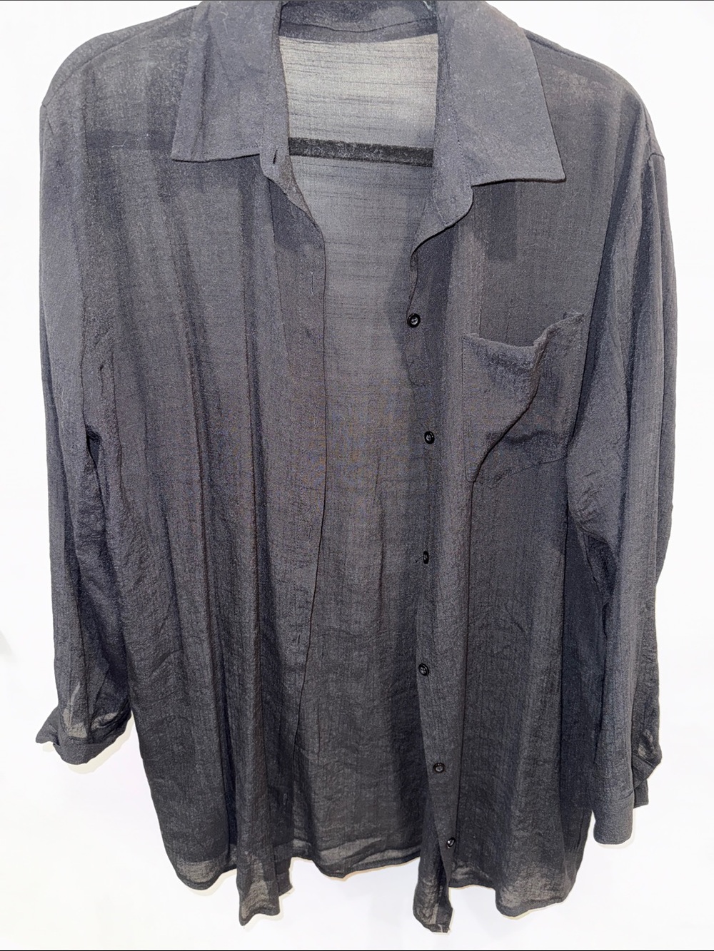 Sheer Black Button-Up Shirt